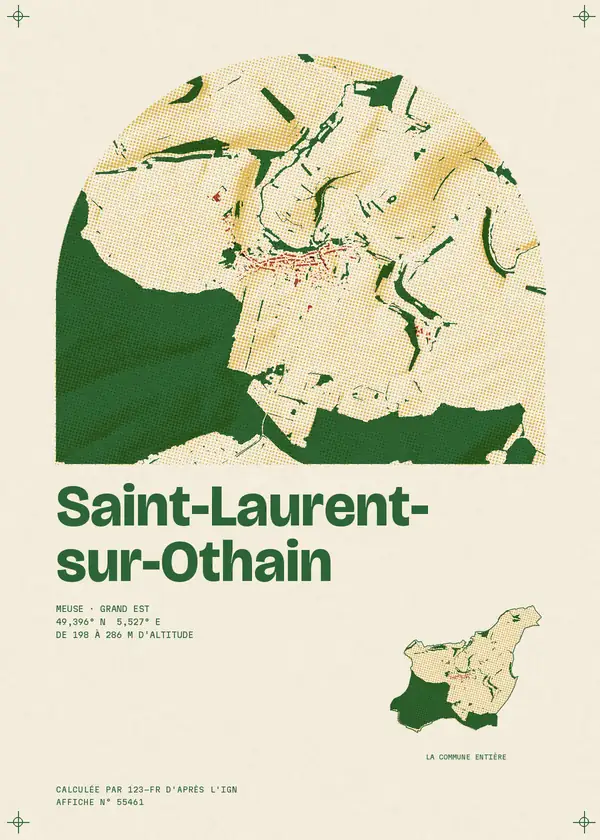 Affiche de Saint-Laurent-sur-Othain, calculée par 123-fr d'après l'IGN