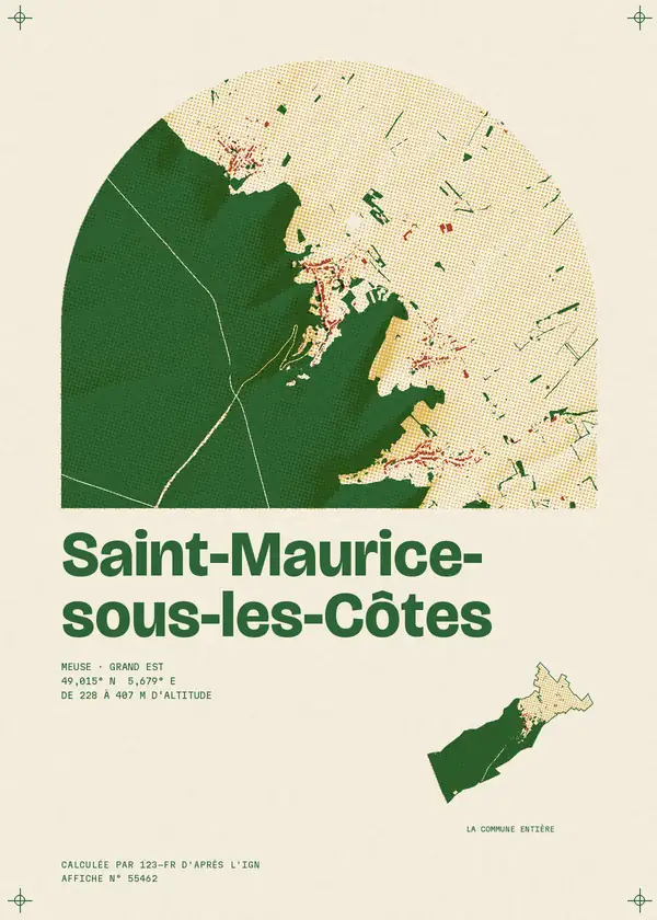 Affiche de Saint-Maurice-sous-les-Côtes, calculée par 123-fr d'après l'IGN