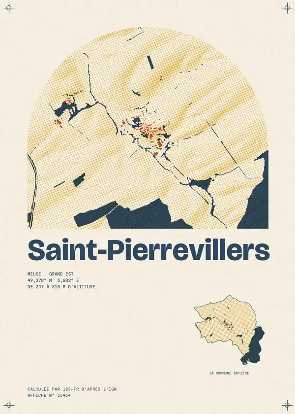 Affiche de Saint-Pierrevillers, calculée par 123-fr d'après l'IGN