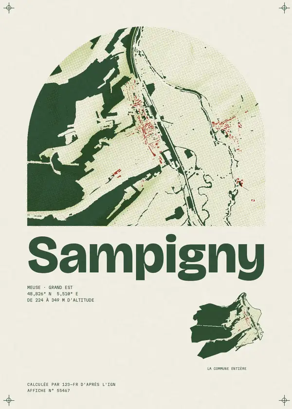 Affiche de Sampigny, calculée par 123-fr d'après l'IGN