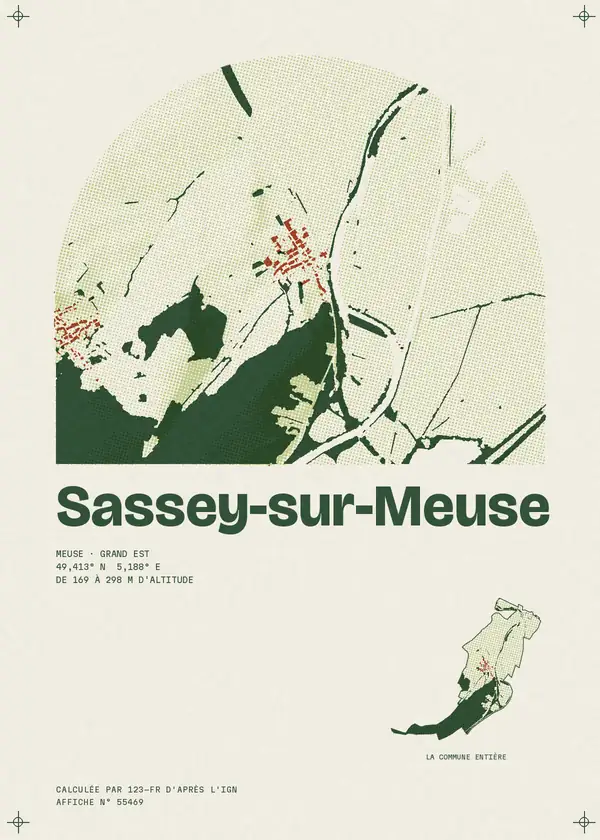 Affiche de Sassey-sur-Meuse, calculée par 123-fr d'après l'IGN