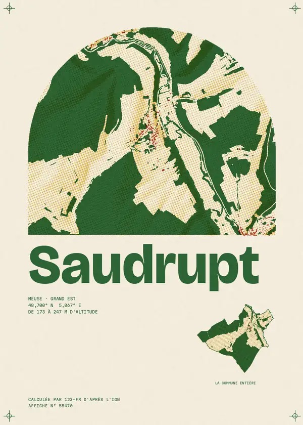 Affiche de Saudrupt, calculée par 123-fr d'après l'IGN