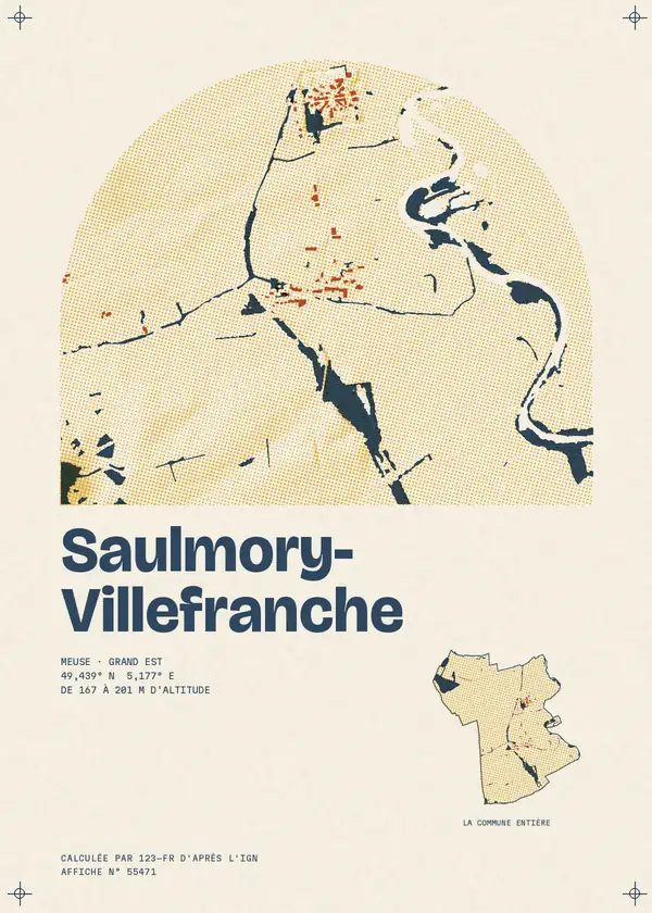 Affiche de Saulmory-Villefranche, calculée par 123-fr d'après l'IGN