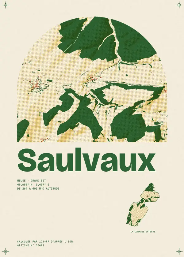 Affiche de Saulvaux, calculée par 123-fr d'après l'IGN