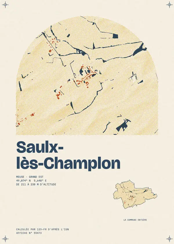 Affiche de Saulx-lès-Champlon, calculée par 123-fr d'après l'IGN