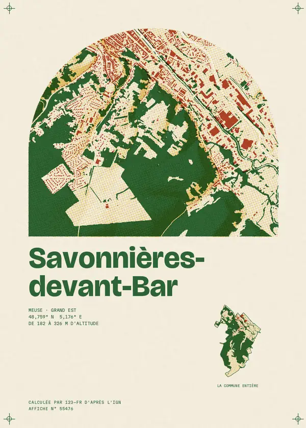 Affiche de Savonnières-devant-Bar, calculée par 123-fr d'après l'IGN