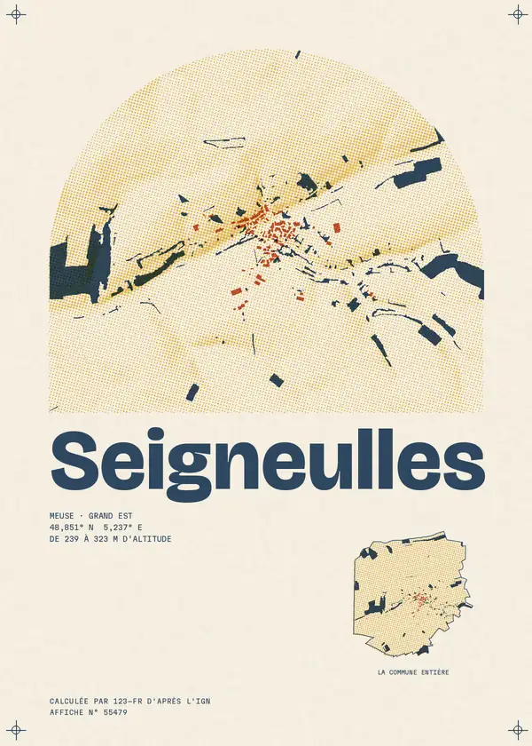 Affiche de Seigneulles, calculée par 123-fr d'après l'IGN