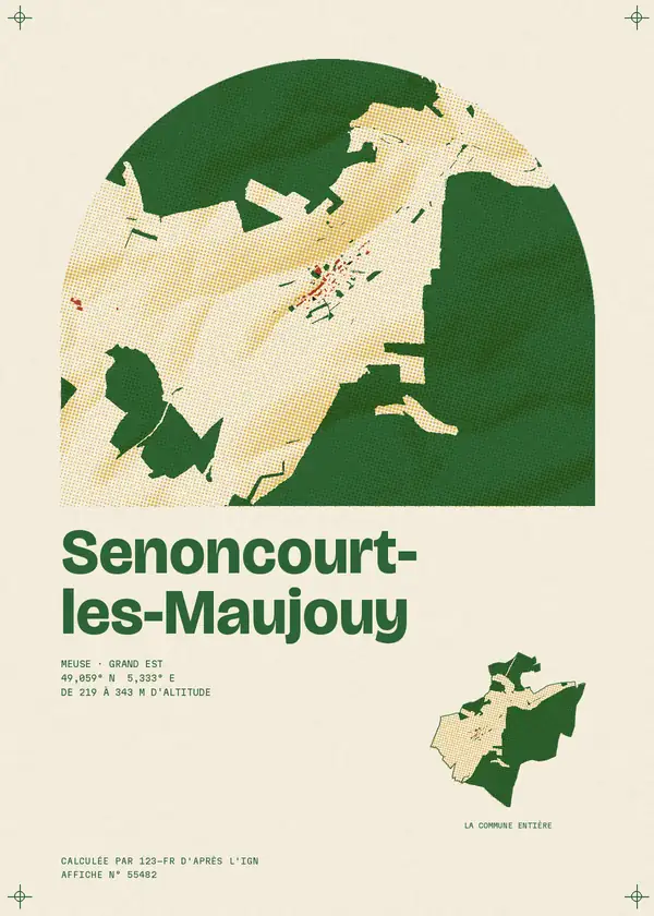 Affiche de Senoncourt-les-Maujouy, calculée par 123-fr d'après l'IGN