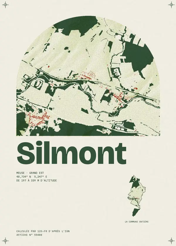 Affiche de Silmont, calculée par 123-fr d'après l'IGN