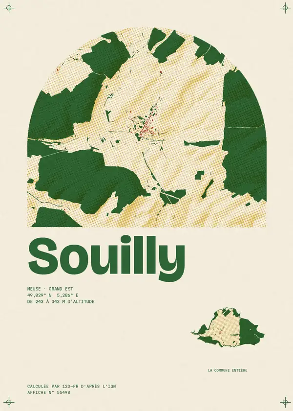 Affiche de Souilly, calculée par 123-fr d'après l'IGN