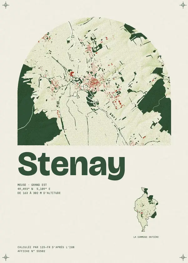Affiche de Stenay, calculée par 123-fr d'après l'IGN