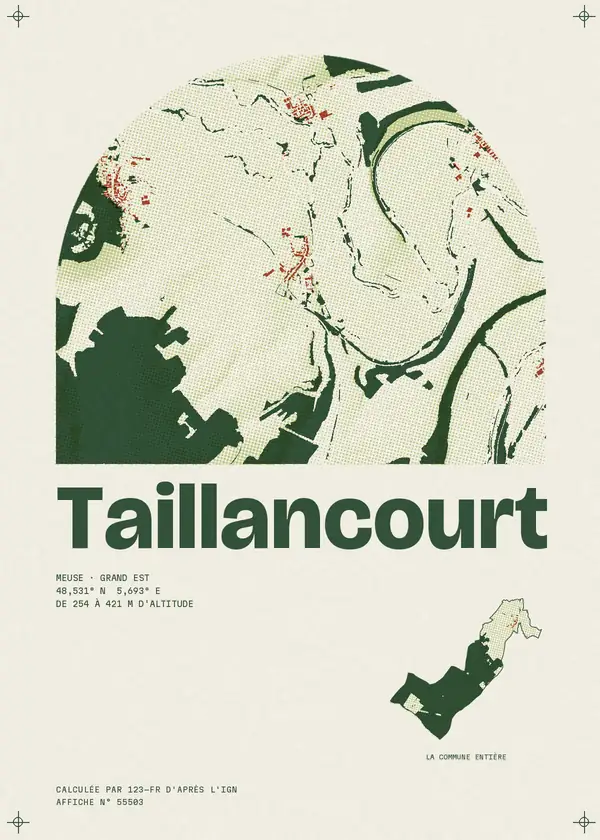 Affiche de Taillancourt, calculée par 123-fr d'après l'IGN