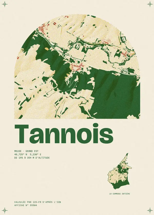 Affiche de Tannois, calculée par 123-fr d'après l'IGN