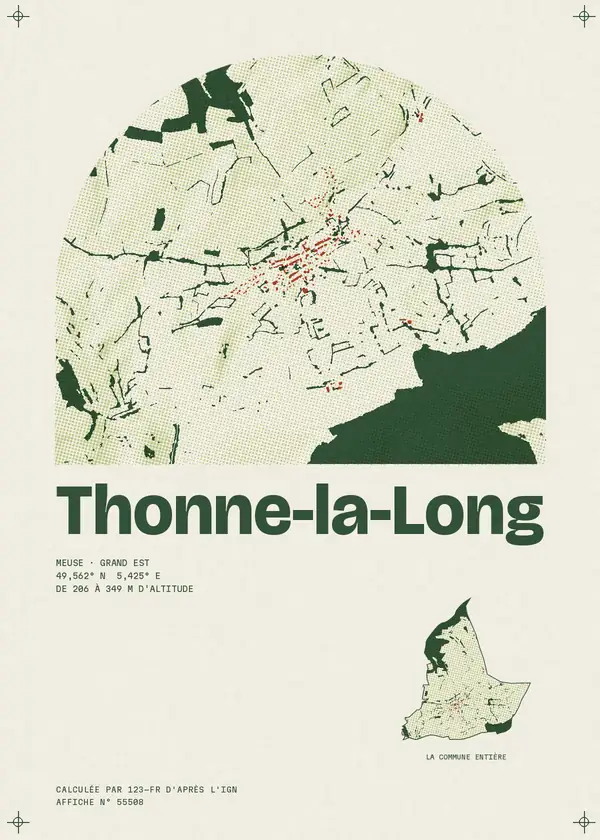 Affiche de Thonne-la-Long, calculée par 123-fr d'après l'IGN