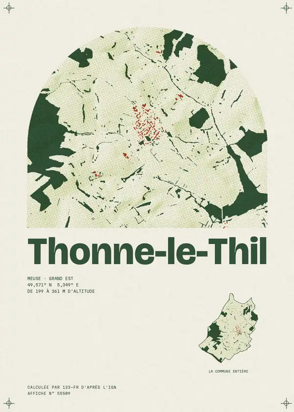 Affiche de Thonne-le-Thil, calculée par 123-fr d'après l'IGN