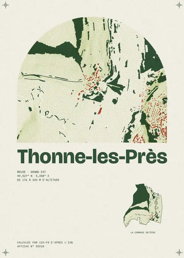 Affiche de Thonne-les-Près, calculée par 123-fr d'après l'IGN