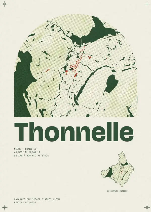 Affiche de Thonnelle, calculée par 123-fr d'après l'IGN