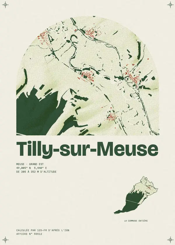 Affiche de Tilly-sur-Meuse, calculée par 123-fr d'après l'IGN