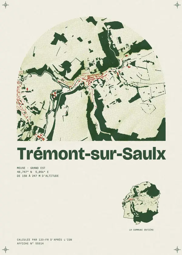 Affiche de Trémont-sur-Saulx, calculée par 123-fr d'après l'IGN
