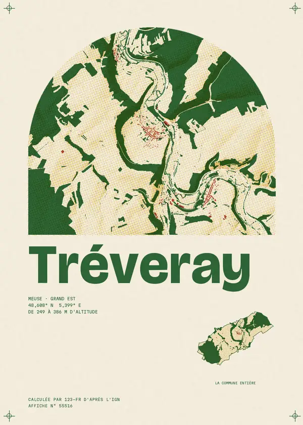 Affiche de Tréveray, calculée par 123-fr d'après l'IGN