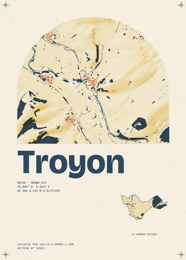 Affiche de Troyon, calculée par 123-fr d'après l'IGN