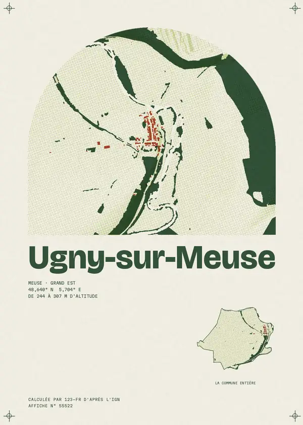 Affiche de Ugny-sur-Meuse, calculée par 123-fr d'après l'IGN