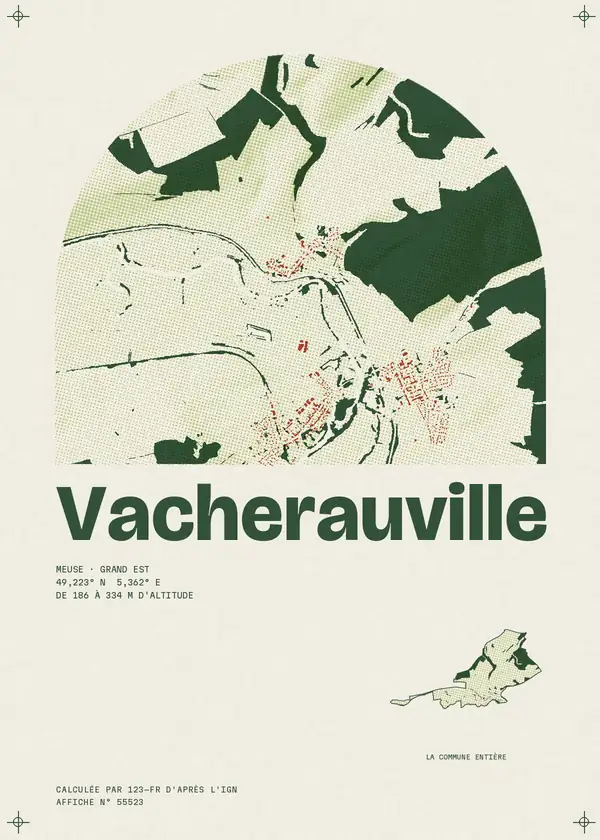 Affiche de Vacherauville, calculée par 123-fr d'après l'IGN