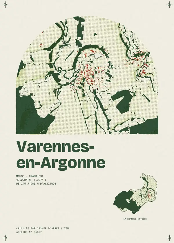 Affiche de Varennes-en-Argonne, calculée par 123-fr d'après l'IGN
