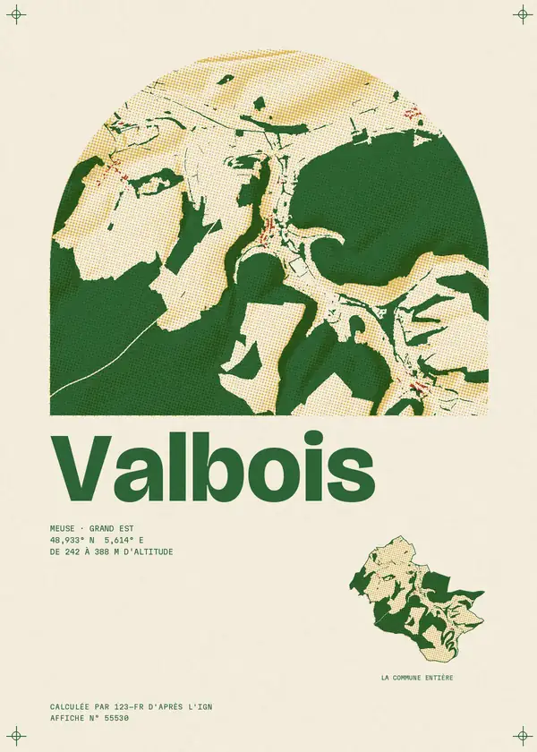 Affiche de Valbois, calculée par 123-fr d'après l'IGN