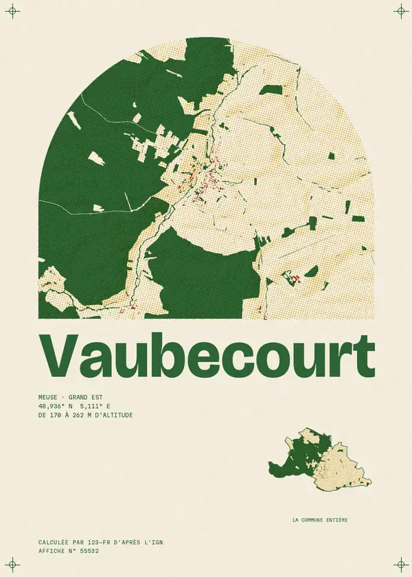 Affiche de Vaubecourt, calculée par 123-fr d'après l'IGN