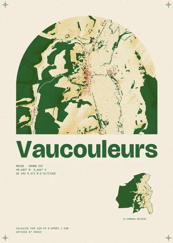 Affiche de Vaucouleurs, calculée par 123-fr d'après l'IGN