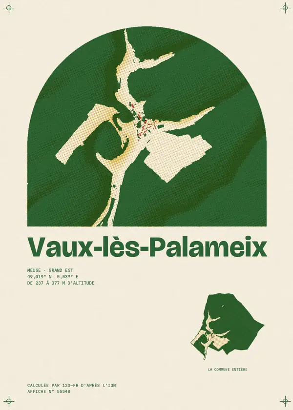 Affiche de Vaux-lès-Palameix, calculée par 123-fr d'après l'IGN