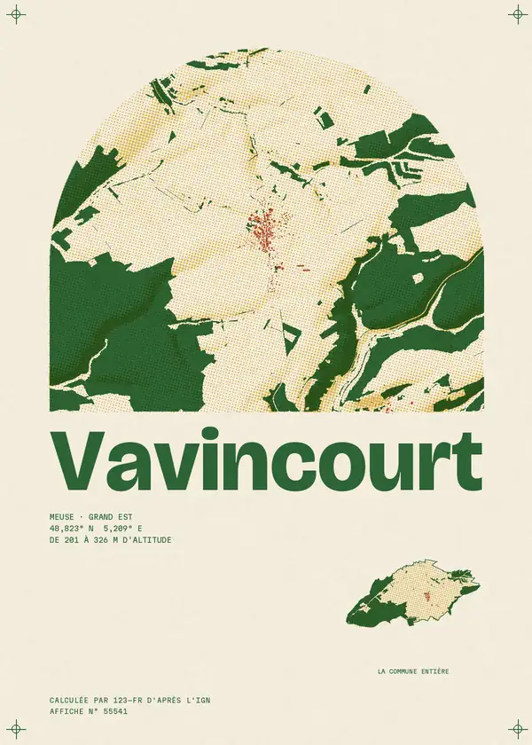 Affiche de Vavincourt, calculée par 123-fr d'après l'IGN