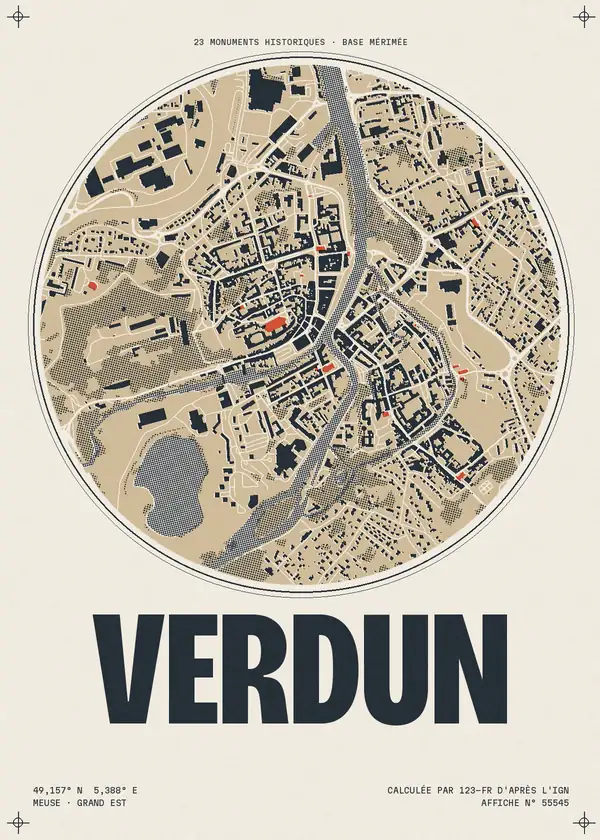 Affiche de Verdun, calculée par 123-fr d'après l'IGN