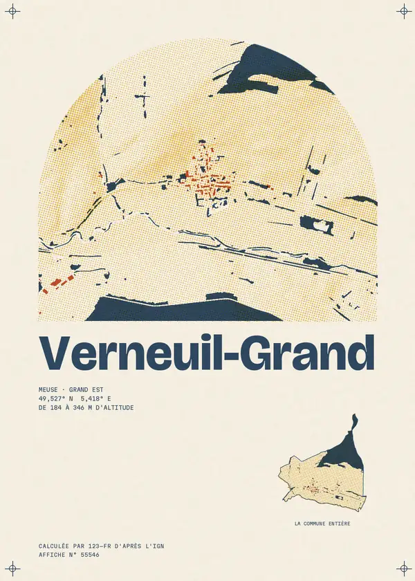 Affiche de Verneuil-Grand, calculée par 123-fr d'après l'IGN