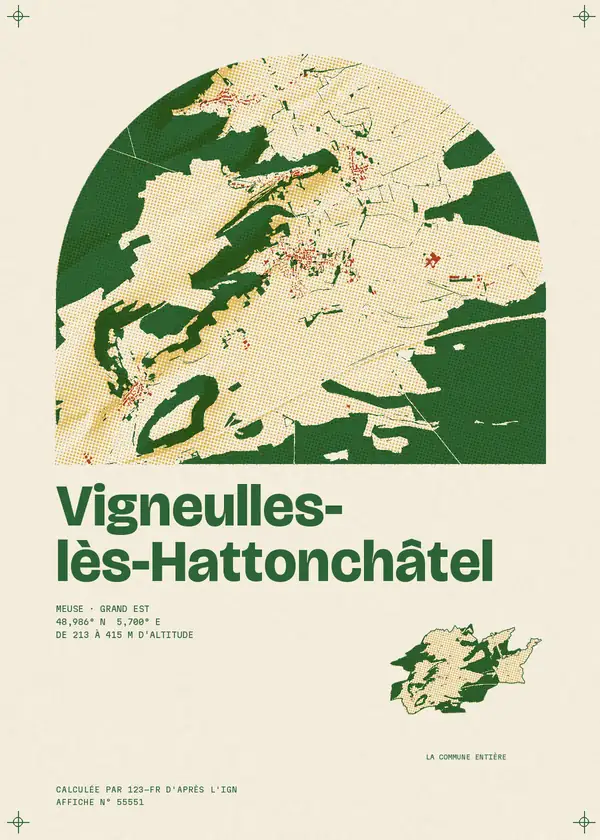 Affiche de Vigneulles-lès-Hattonchâtel, calculée par 123-fr d'après l'IGN
