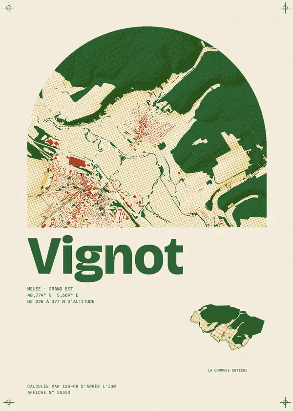 Affiche de Vignot, calculée par 123-fr d'après l'IGN