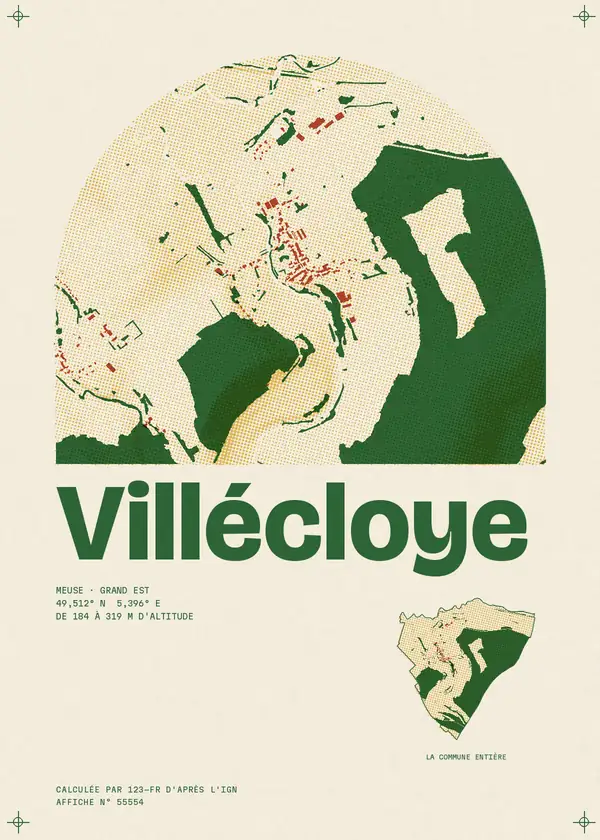 Affiche de Villécloye, calculée par 123-fr d'après l'IGN