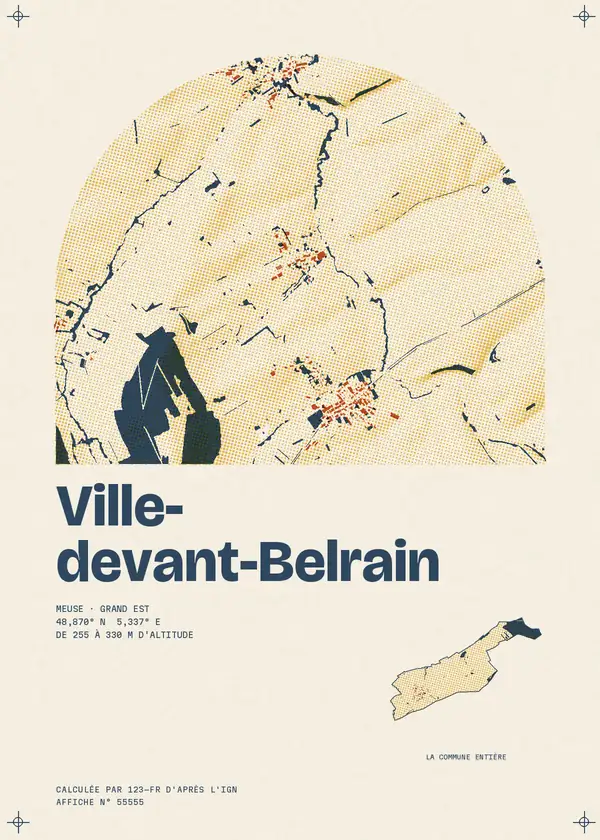 Affiche de Ville-devant-Belrain, calculée par 123-fr d'après l'IGN