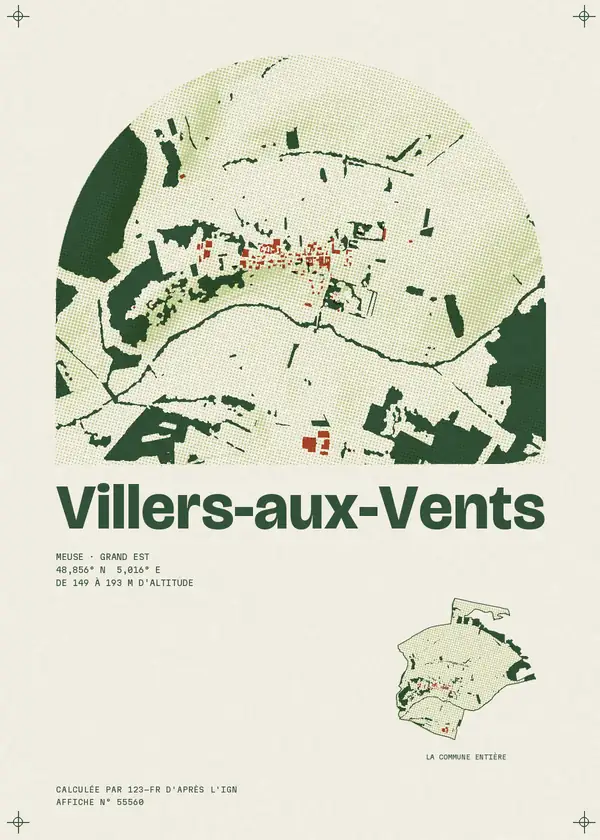 Affiche de Villers-aux-Vents, calculée par 123-fr d'après l'IGN