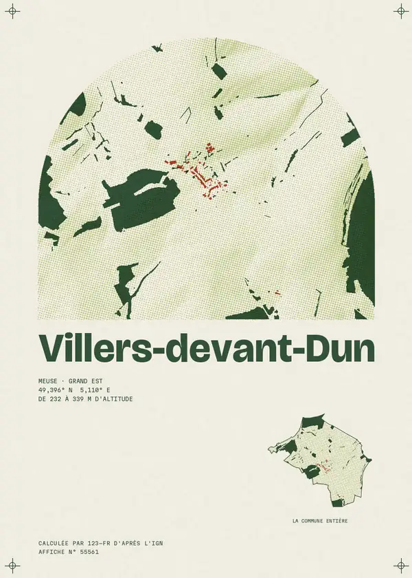 Affiche de Villers-devant-Dun, calculée par 123-fr d'après l'IGN