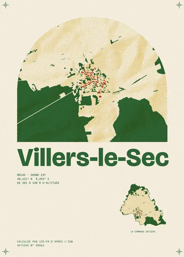 Affiche de Villers-le-Sec, calculée par 123-fr d'après l'IGN