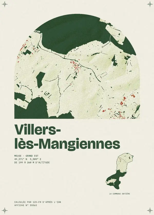 Affiche de Villers-lès-Mangiennes, calculée par 123-fr d'après l'IGN