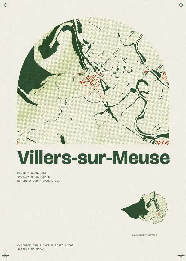 Affiche de Villers-sur-Meuse, calculée par 123-fr d'après l'IGN