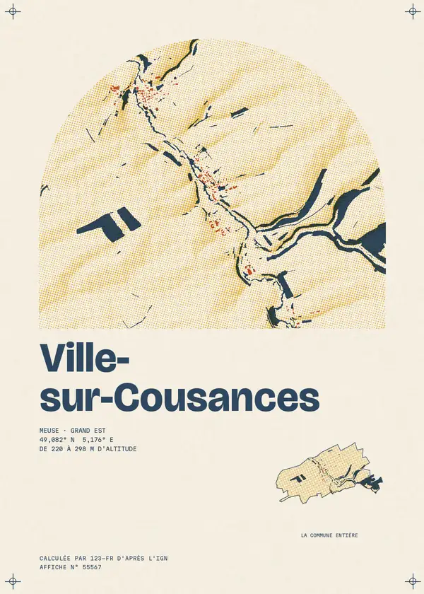 Affiche de Ville-sur-Cousances, calculée par 123-fr d'après l'IGN