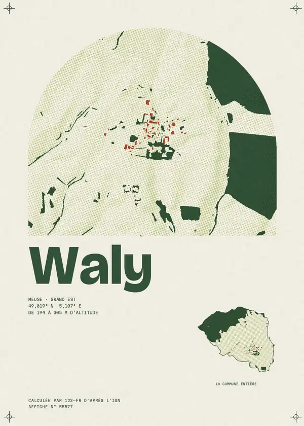 Affiche de Waly, calculée par 123-fr d'après l'IGN