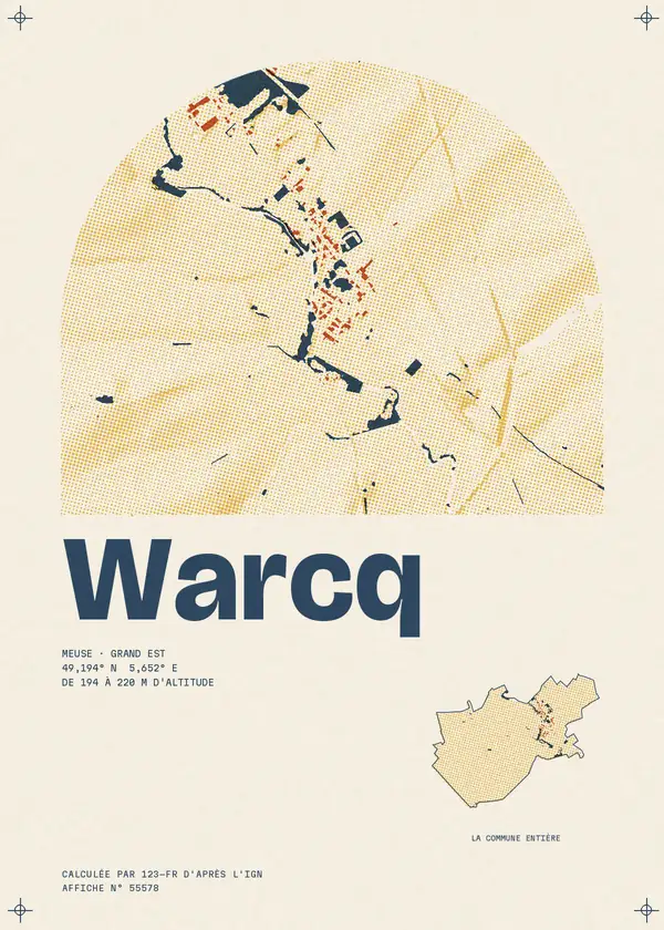 Affiche de Warcq, calculée par 123-fr d'après l'IGN