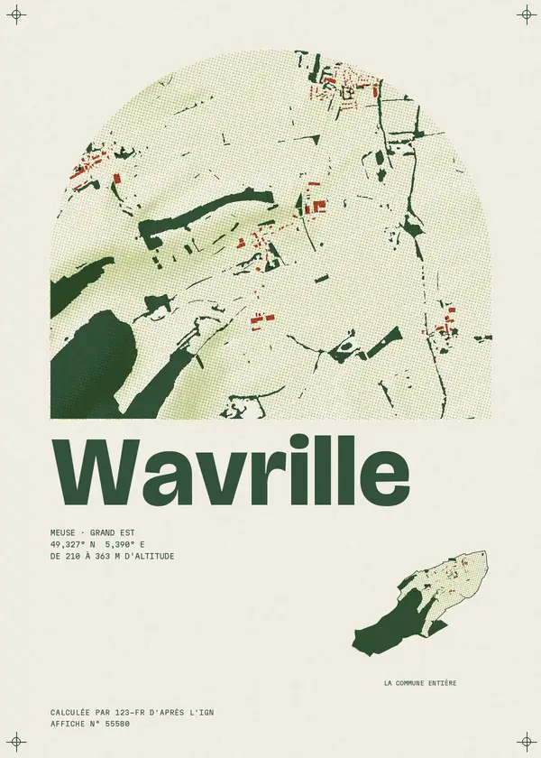 Affiche de Wavrille, calculée par 123-fr d'après l'IGN