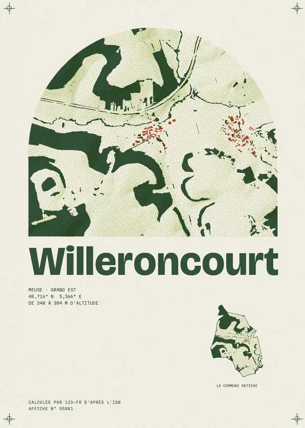 Affiche de Willeroncourt, calculée par 123-fr d'après l'IGN