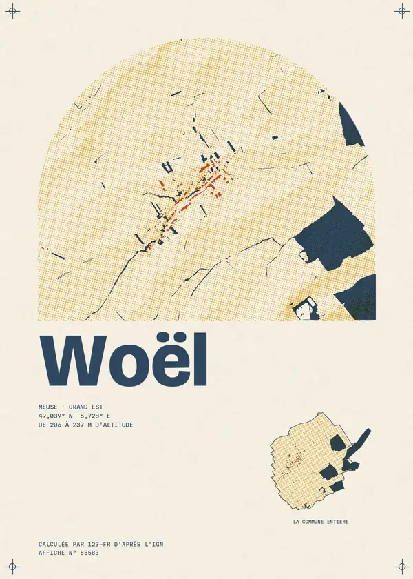Affiche de Woël, calculée par 123-fr d'après l'IGN
